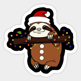 Cute Funny Sloth Santa Hat Christmas Lights Xmas Gift Sticker